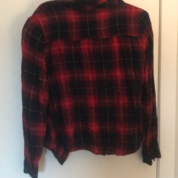 Navy blue and red plaid button up - Picture 2 of 3